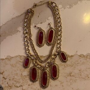 Park Lane Gold Necklace with Red Accents